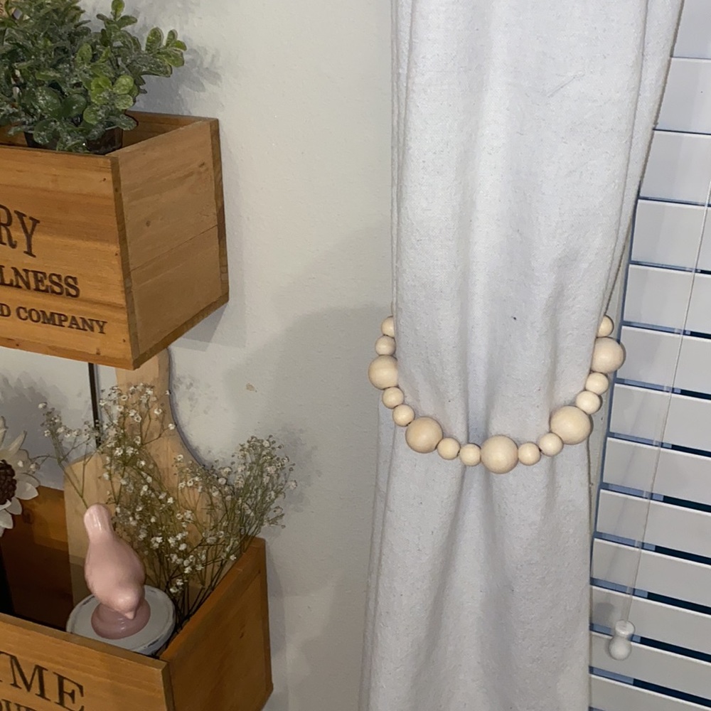 Boho Wooden Beaded Curtain Tie Backs
